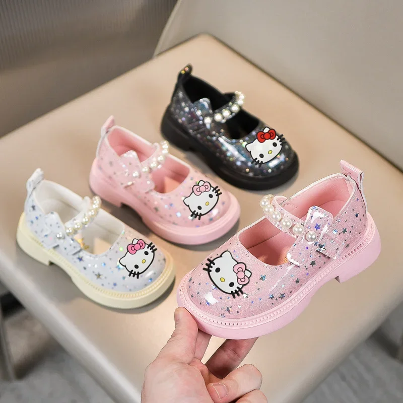 

children baby toddler shoes Sanrio kuromi pearl leather shoes hello kitty girl princess performance shoes spring fall Sandals