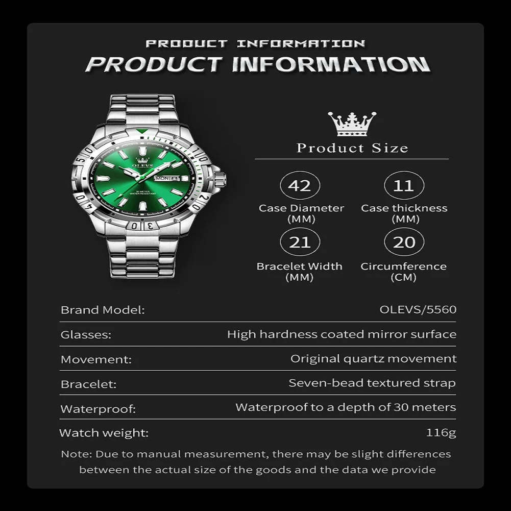 OLEVS 5560 Quartz Mens Watches Luxury High Quality Original Fashion Casual Luminous Hands Waterproof  Stainless Steel Top Gifts