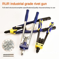 Industrial Grade Rivet Gun Manual Pull Rivet Nut Nail Rivet Gun 50PCs Metal Rivets 3 Drill Bits Heavy Duty Hand Tool Riveters