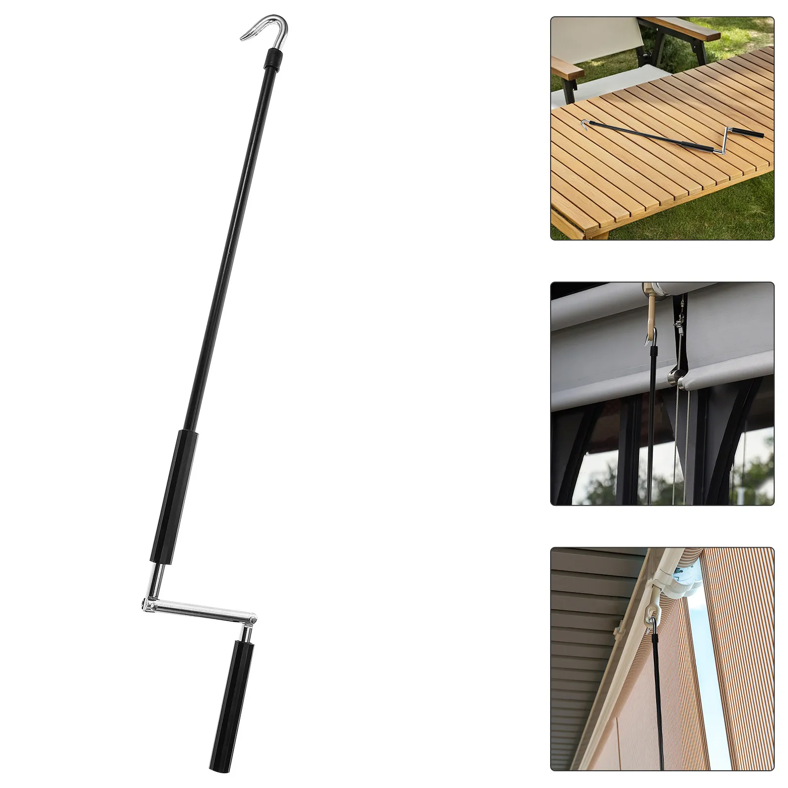 

Lightweight Awning Opener Wand Universal Manual Crank for Outdoor Shade Canopy Replacement Handle Heavy Duty Black Accessory