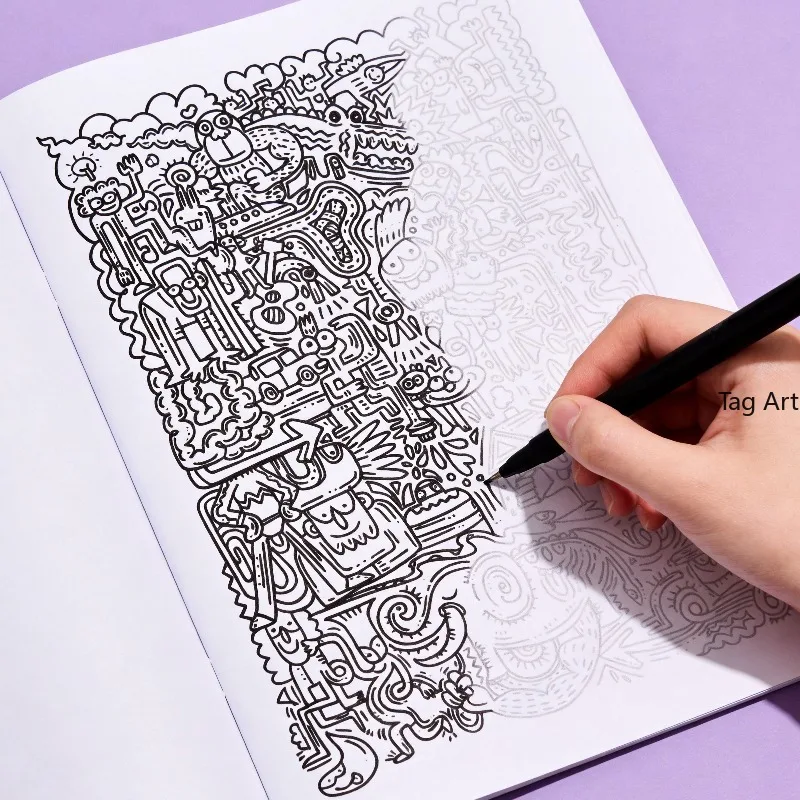A Stress Relieving Adult Sketchbook That Focuses On Hand Drawn Coloring, Fine Line Drawing Coloring, Halloween/Christmas Gifts