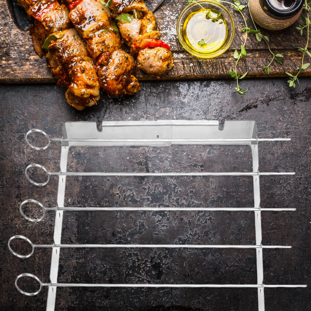 

Folding Metal Skewers BBQ Roasting Rack Compact Portable Barbecue Tool for Camping Fishing Outdoor Grilled Chicken Meat Roaster