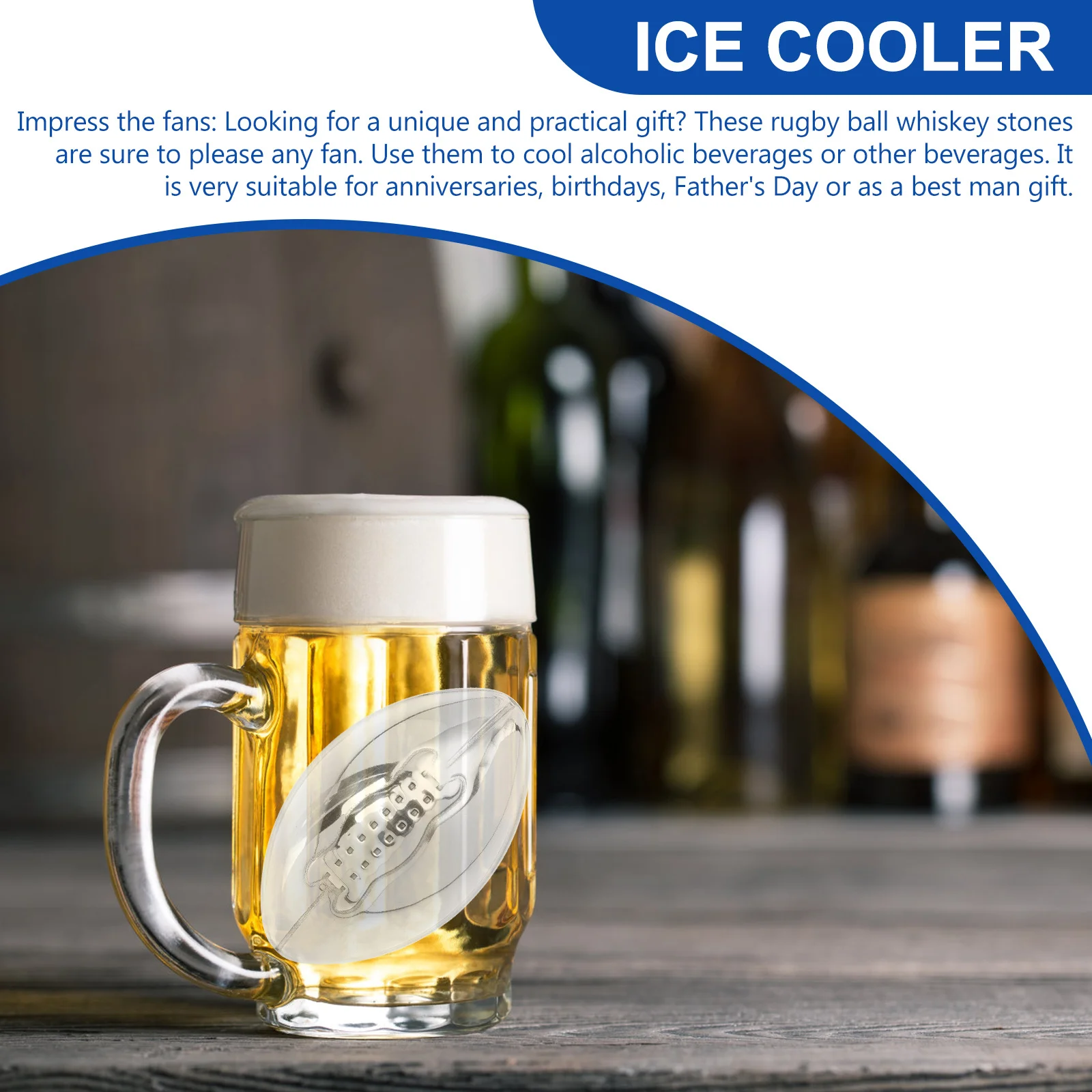 

Reusable Stainless Steel Ice Cube Whisky Stone Rugby Shape Whiskey Ice Cooling Cooler