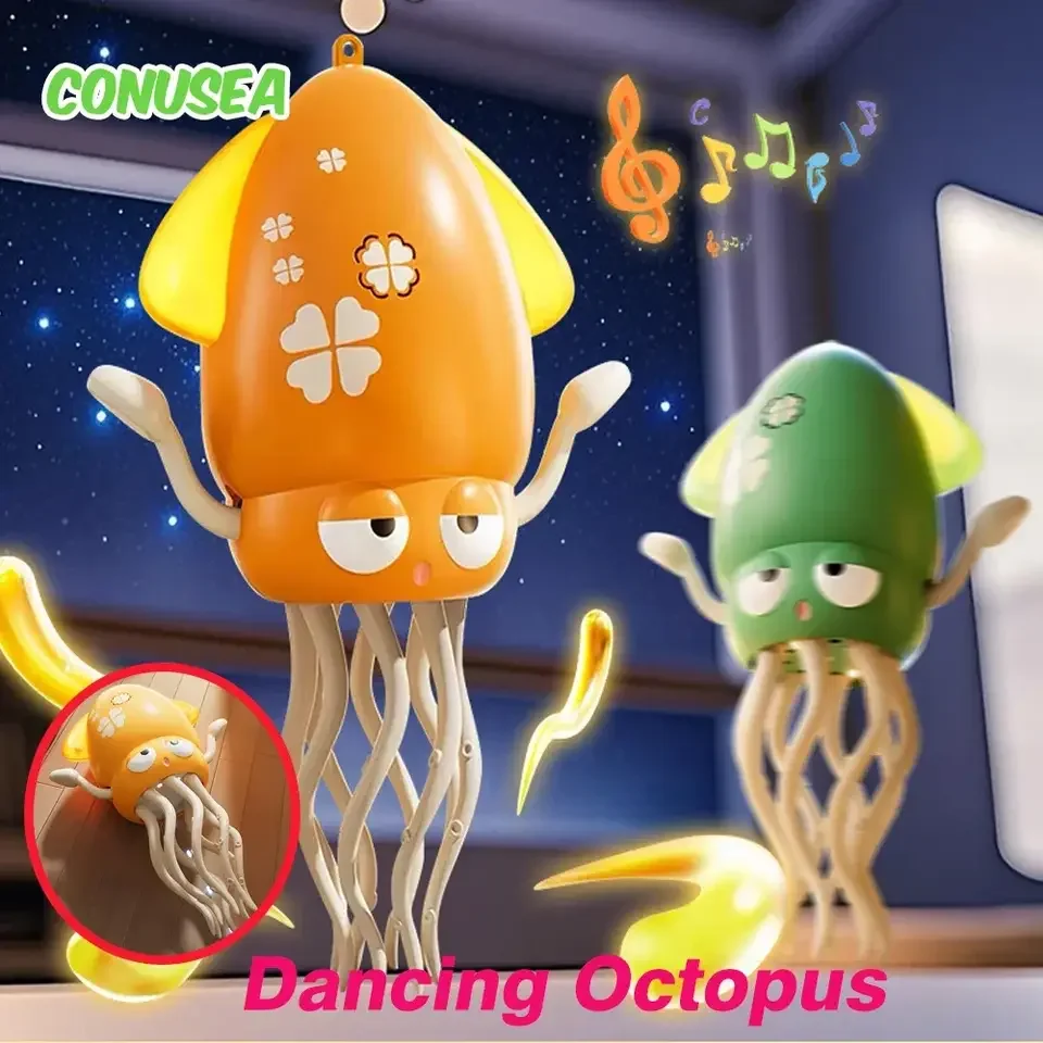 Pulpo bailando mascota electrónica con música y luz dibujos animados pulpo oscilante desarrollo interactivo juguete educativo en movimiento regalo para niños