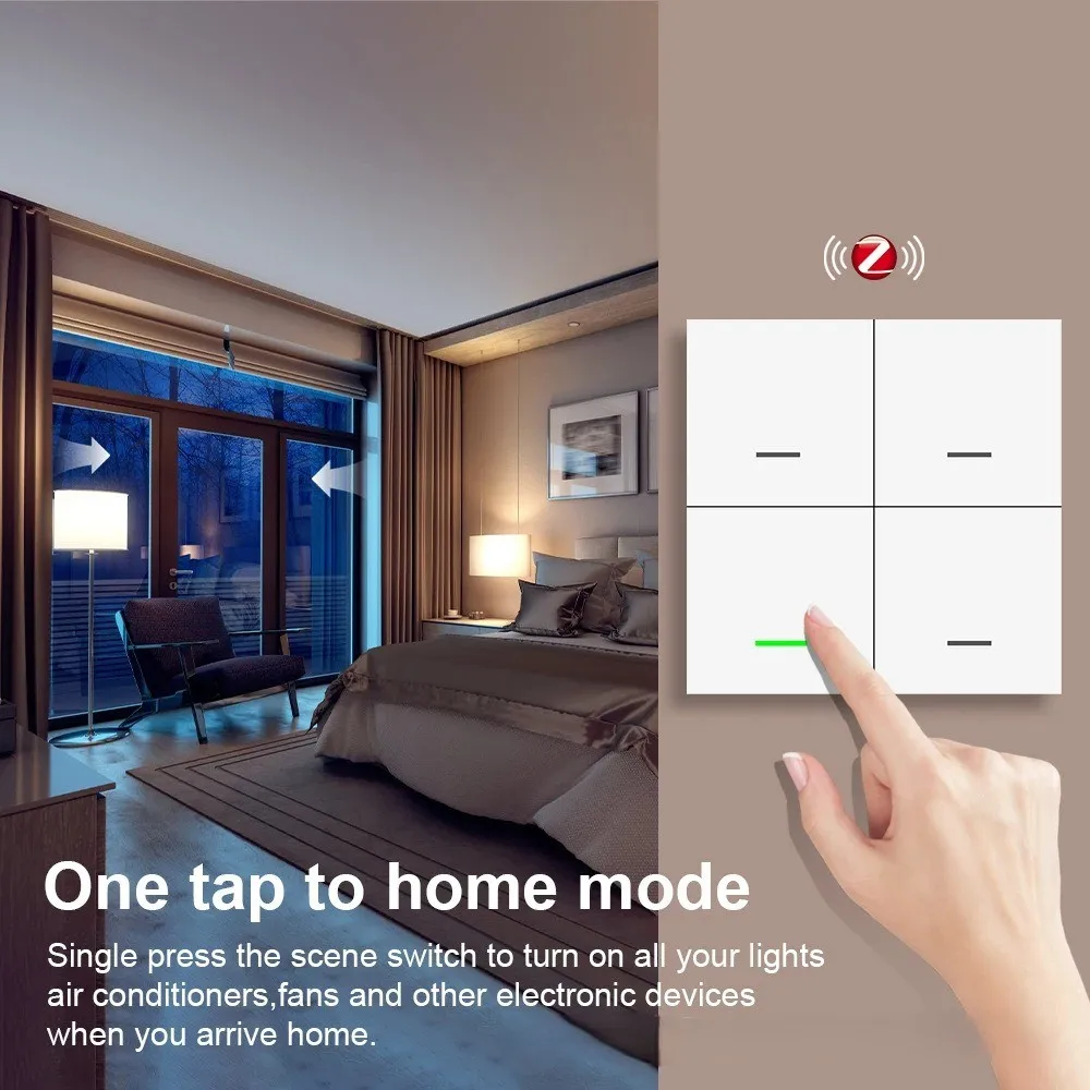 Interruptor de escena Zigbee, pegatina aleatoria de cuatro botones, interruptor de escena de cuatro botones compatible con tuya Z2M