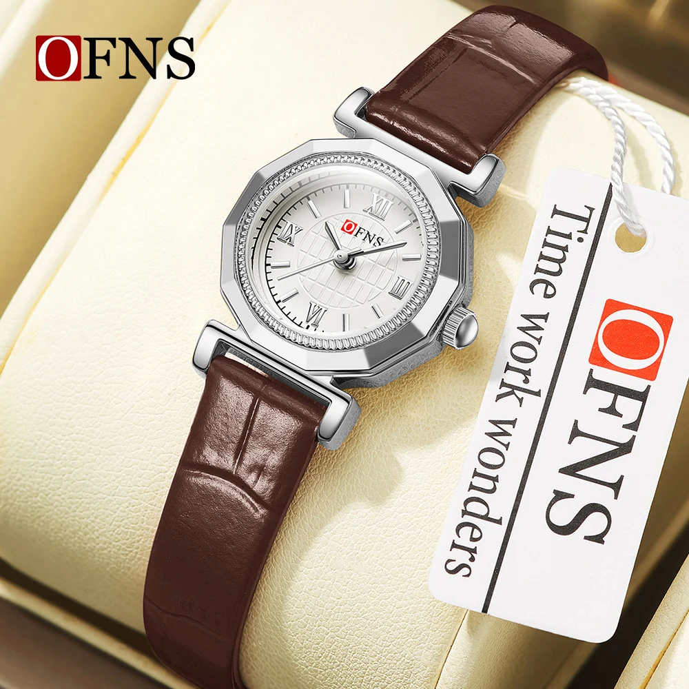 OFNS العلامة التجارية الجديدة 1555 ساعة كوارتز نسائية فاخرة مقاوم للماء موضة ريترو النمط الروماني رائع ساعة كوارتز نسائية