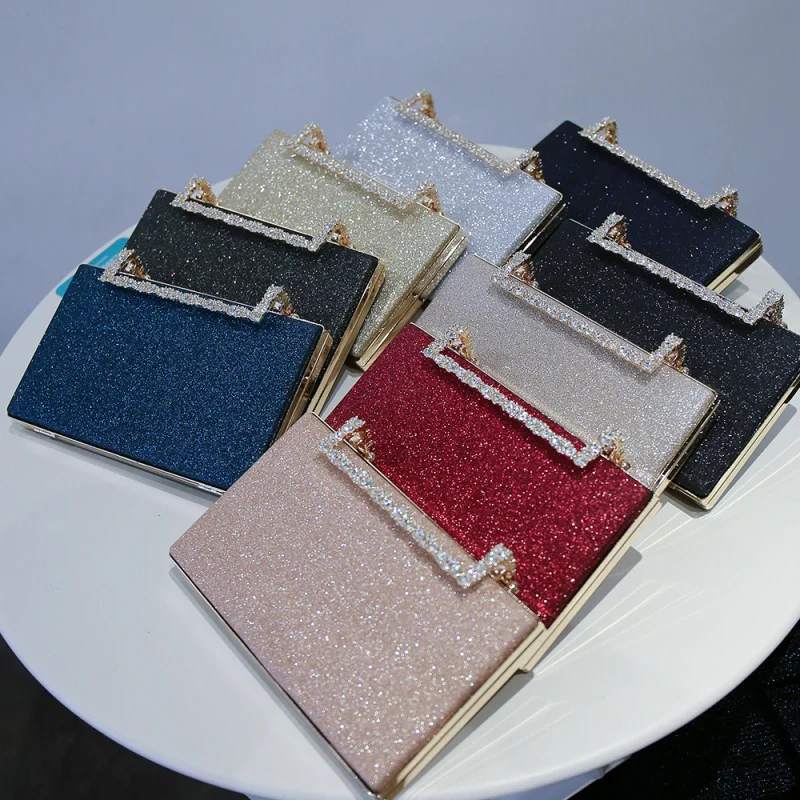 

Cross-Border Glittering Powder Party Dinner Bag Diamond Decorations Bridal Bag Dress Clutch Chain Shoulder Bag Banquet Evening D
