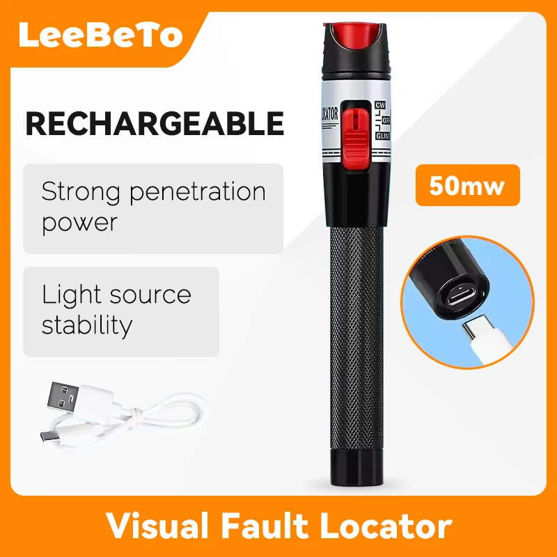 

COMPTYCO 50MW Rechargeable VFL Fiber Optic Cable Tester Lithium Battery Visual Fault Locator Rechargeable