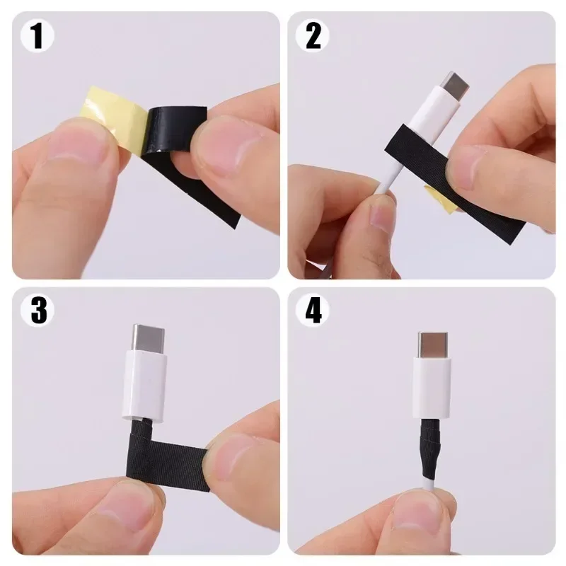 Kabel Data nilon pita perbaikan stiker multifungsi kuat perbaikan pita perekat Patch untuk kabel pengisi daya perlindungan Earphone