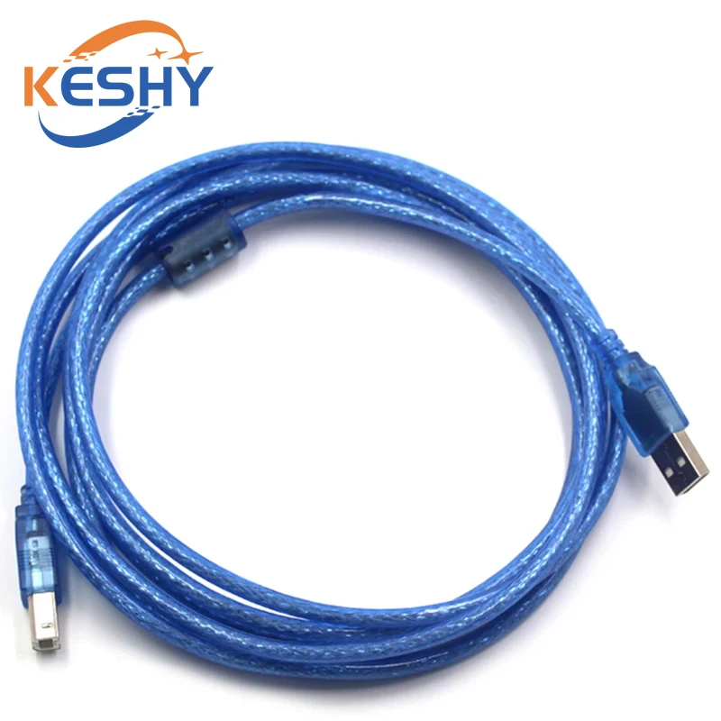 USB 2.0 Printerkabel Type A Male naar Type B Male Dubbele afscherming Hoge snelheid Transparant Blauw Datakabel 150CM 300CM 500CM