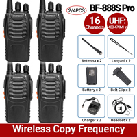 2/4pcs Baofeng BF-888S Pro Walkie Talkie Long Range Wireless Copy Frequency UHF Portable USB charger Ham Radio for Hunting