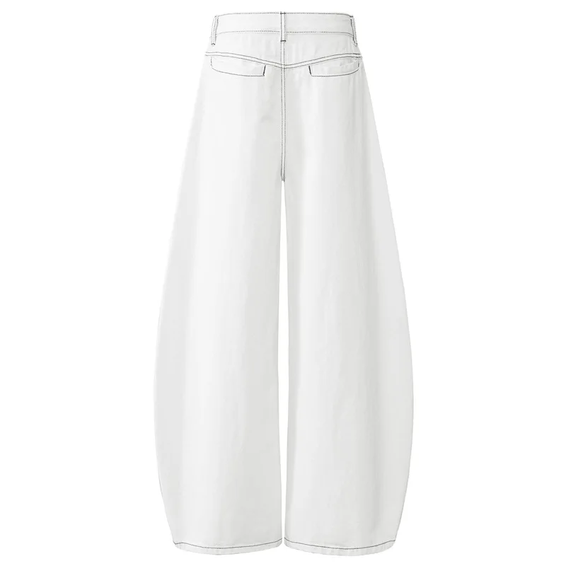 جينز هاي ستريت الأمريكي 2025 |   غسيل مفكك مع تطريز أوفست، سروال فضفاض مناسب بطول الأرض للجنسين لخريف وشتاء