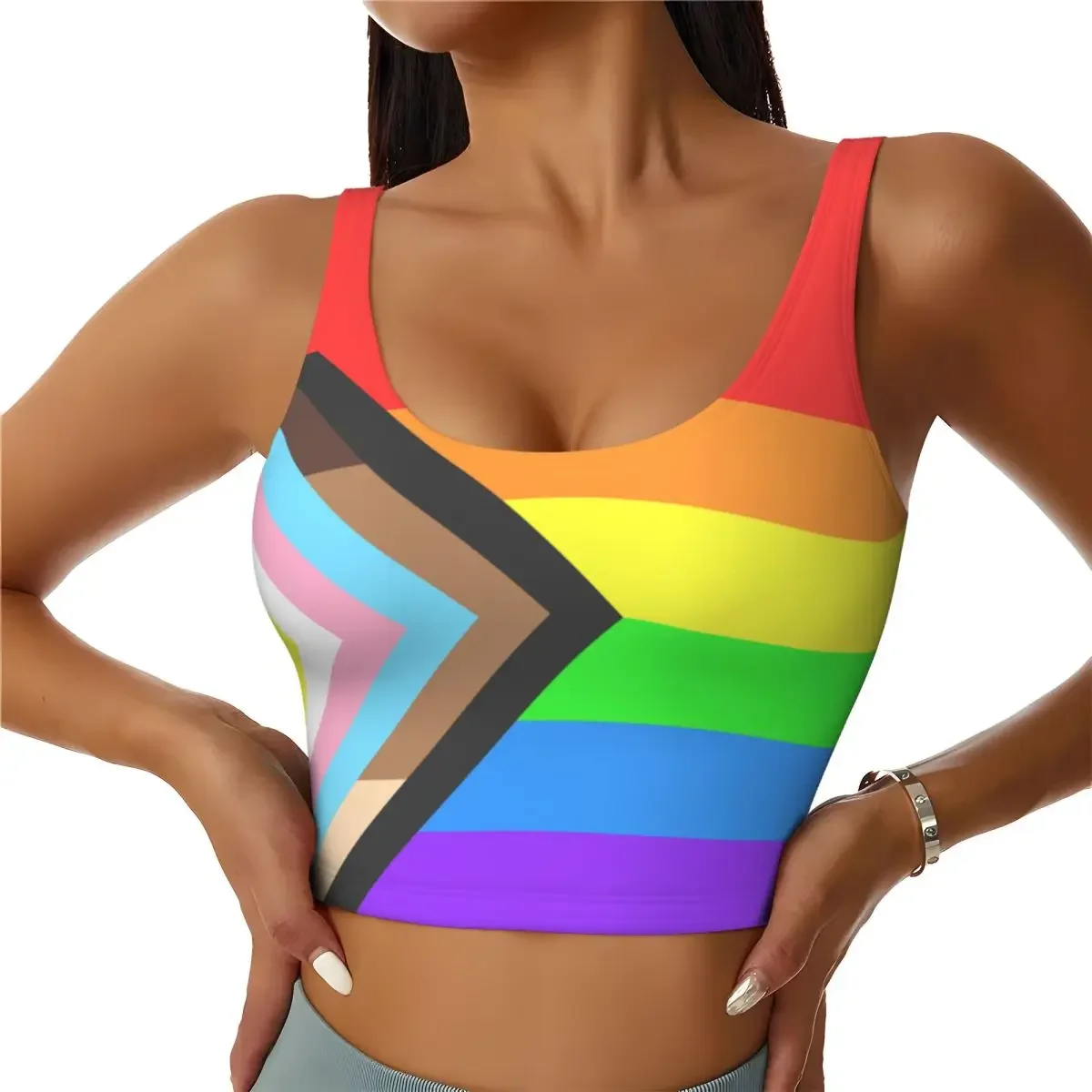 

Brilliant Progres Pride Flag Базовые топы для женщин Samba Сексуальные спортивные топы с v-образным вырезом для йоги и фитнеса