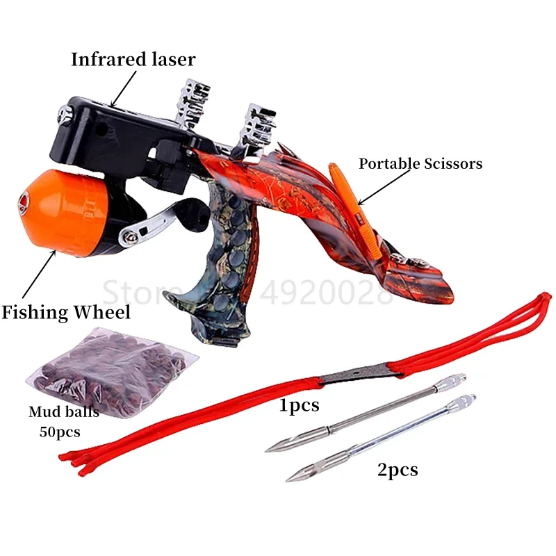 

Hunting Slingshot Multi Function Hunting Crossbows Laser Rifle Toy With Darts Arrows Fishing Shooting Tool Professional Catapult