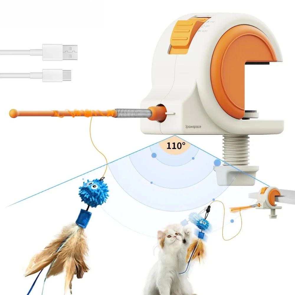 

Automatic Interactive Cat Toy – 300mAh Rechargeable Electric Feather Toy, Adjustable Smart Indoor Play