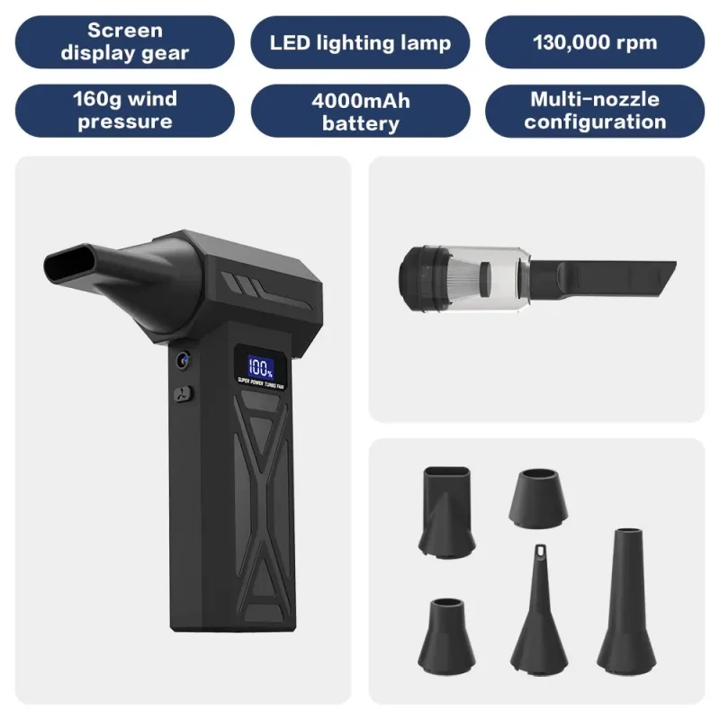 Handheld 4nd Generation Violent Blower Brushless Motor 130,000 RPM Wind Speed 52m/s Duct Outdoor Powerful Air Blower