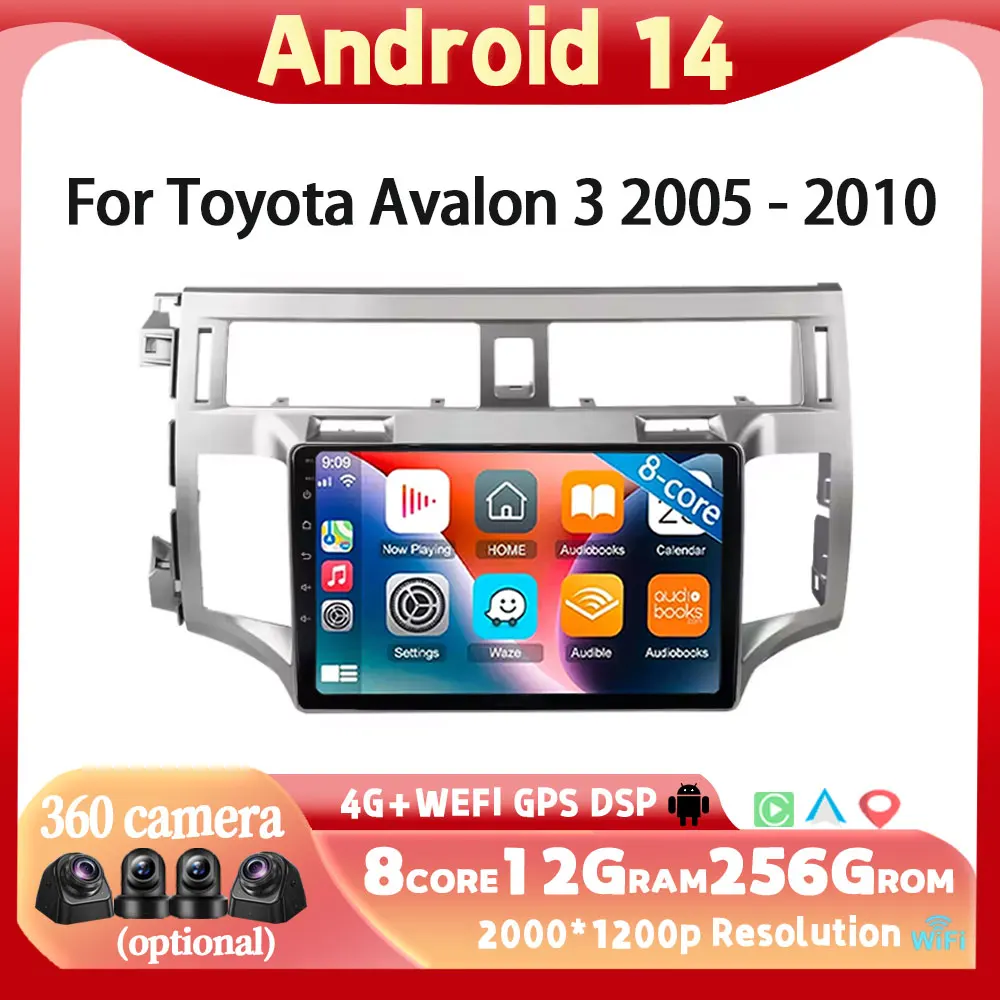 

Android 14 Carplay Auto 2K Screen Car Radio Multimedia Player For Toyota Avalon 3 2005 - 2010 2DIN Autoradio Stereo Head Unit
