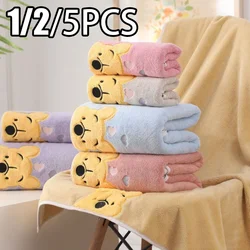 1-5PCS Winnie Bear Towel Bath Towel Set Soft and Absorbent Coral Velvet Bath Towel Home Wash Towel Children's Cartoon Bath Towel