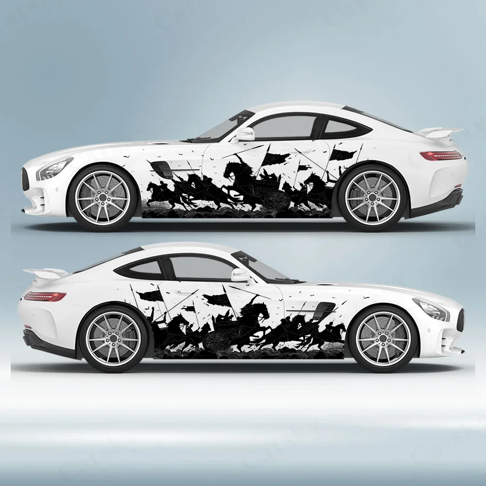 

Black War Horse Soldier Car Vinyl Wraps Decal Self-adhesive Anti Scratch Sticker Suitable for Trucks SUV Decor Auto Accessories