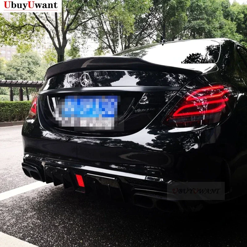 UBUYUWANT For Benz C Class W205 Spoiler  C63 C180 C200 C250 C260 2014--2020 Year Sedan Glossy Black Real Carbon Fiber Rear Wing