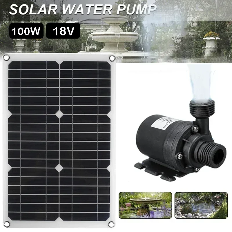 

100W Solar Water Pump Brushless Solar Panel Fish Water Pool Kit 12V Garden Decoration Pool Powered Fountain Pond Pum Aquarium