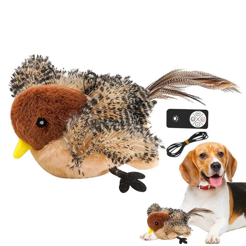 Chirping Bird Cat Toy Interactive Cat Exercise Plush Toys Flapping Bird Toy Stimulate Hunting Instincts Remote Control USB