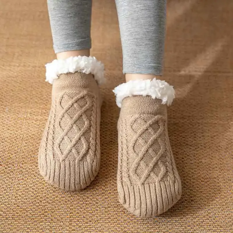 Winter Floor Socks Adult Womens Men\'S Non-Slip Home Thickened Snow Sleep Carpet Socks Thermal Foot Cover Slippers Sockings