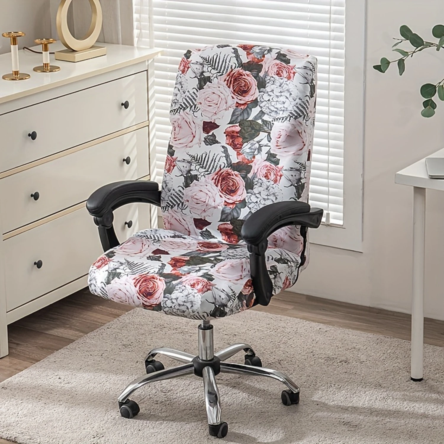 Stretch Printed Chair Covers, Soft Fit Slipcovers for Office Chairs, Universal Desk Chair Protector, Removable Washable Spandex