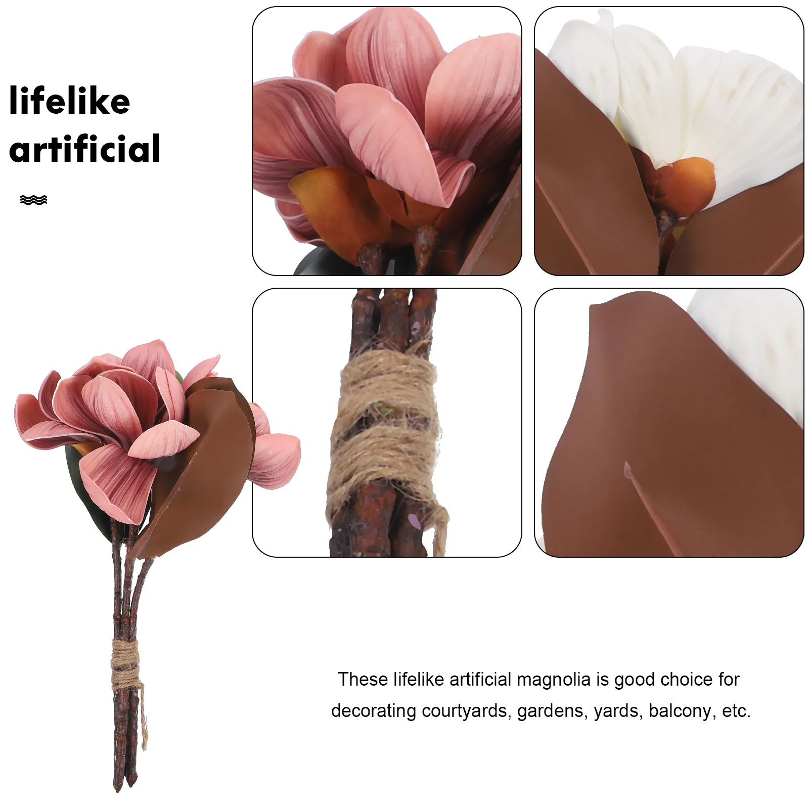 

2pcs Artificial Magnolia Stems Simulation Flower Decors Bouquet Home Party Decorations Garden Hotel Centerpiece