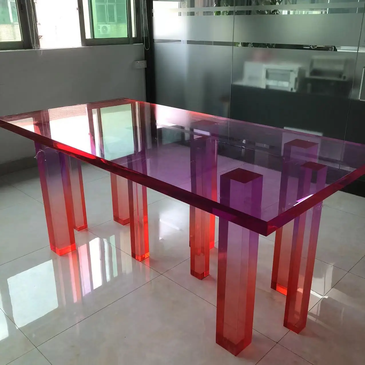 Professional acrylic conference table and rainbow color table