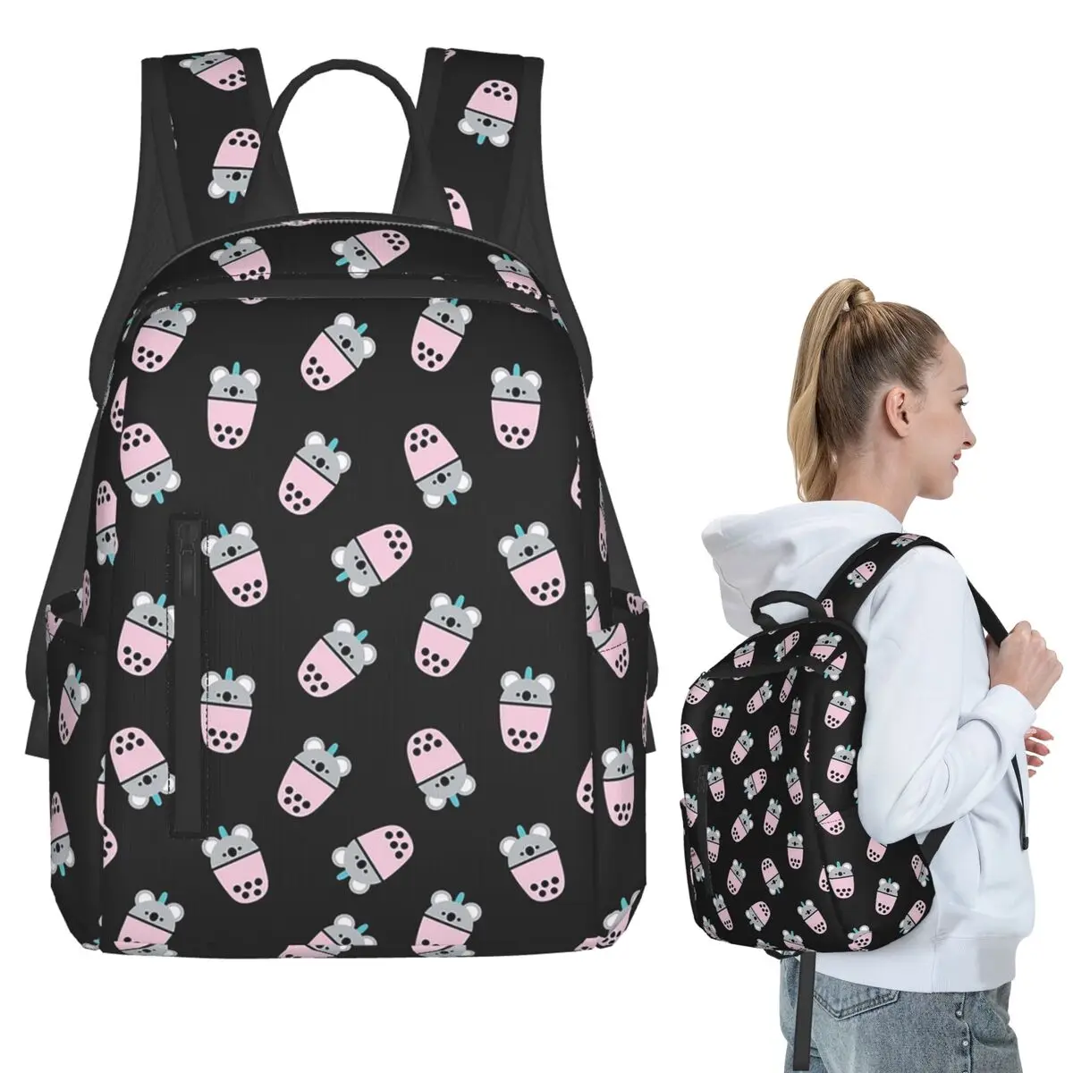 

Boba Koala Pink Backpack Student BookBag Kids School Bag Laptop Shoulder Bags Boys Girls
