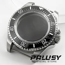 44mm Silver DEEP SEA Homage Big Sapphire Crystal Watch Case Black Ceramic Bezel Fit NH35 NH36 4R35 4R36 NH34 NH38 NH39 Movement