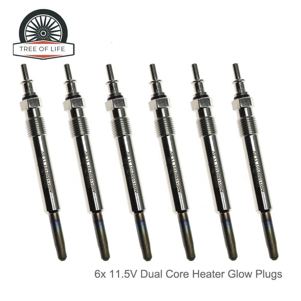 

6x 11.5V Dual Core Heater Glow Plugs For PUCH G-MODELL W463 G300 1996-2000 0250201054 0100226235 0250201054 A 001 159 20 01