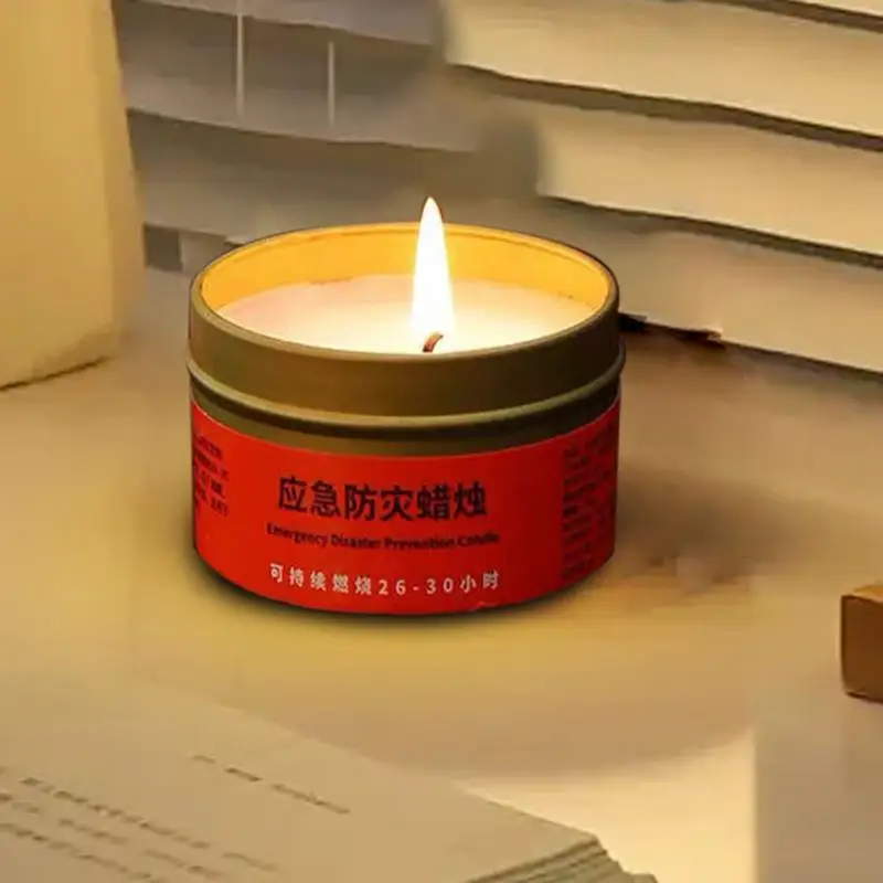 Long Lasting Survival Candle 30 Hour Tea Light In Flat Container Windproof Long Burning Food Warmer Tea Light Candle For Camping