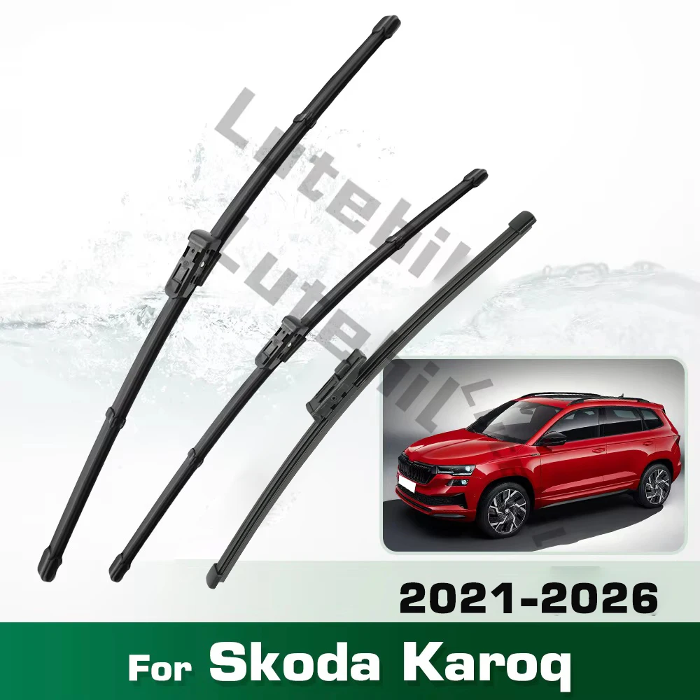 Scheibenwischer-Set für Linkslenker, vorne und hinten, für Skoda Karoq 2021-2026, Windschutzscheibenbürsten 26"+18"+13"