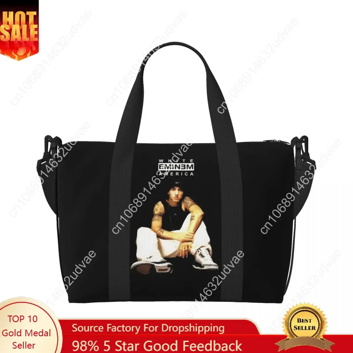 Custom Eminems Groceries Tote Shopping Bags Women Large Capacity American Pop Music Hip Hop Rapper Beach Gym Travel Bags