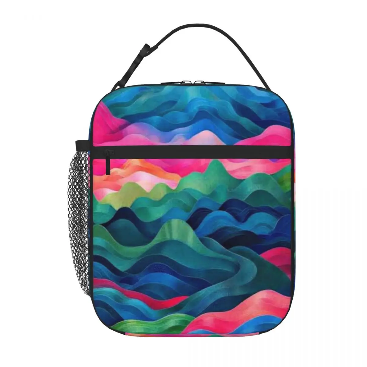 Bestselling Nature-Inspired Abstract Colorful Mountains And Blue Sky Commuter Lunch Bag Hospital Visiting Shoulder Lunch Bag