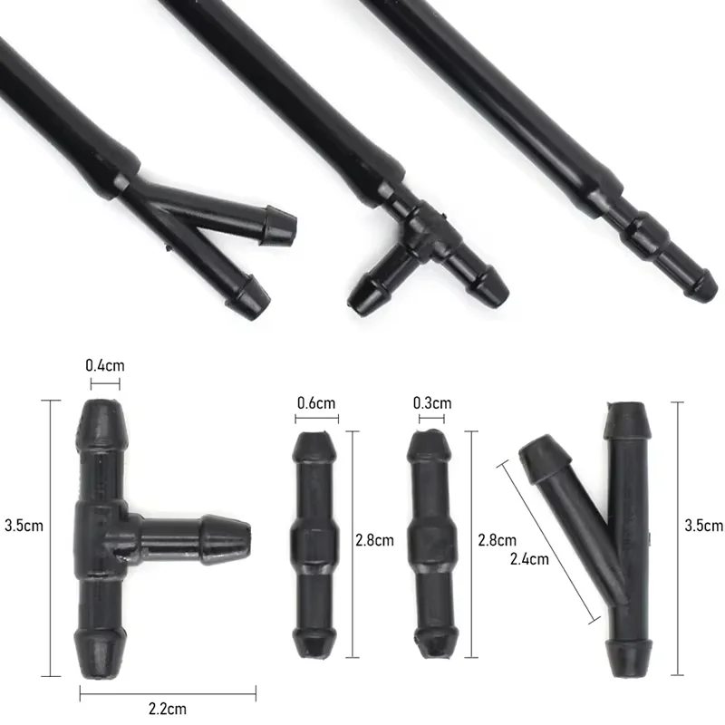 Car Windshield Washer Hose With Connector Kit T-Piece Tube Pipe Splitter Connector Universal Nozzle Hose Tube Connector