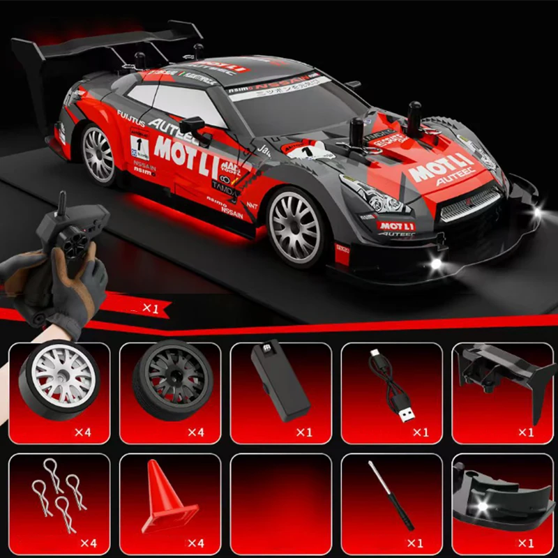 

RC Drift Car 1/16 RC Автомобиль с дистанционным управлением 2,4 ГГц 4WD 40 км/ч RC Гоночный автомобиль Высокоскоростной детский подарок RTR RC Автомобили для мальчиков Игрушечный автомобиль Красный