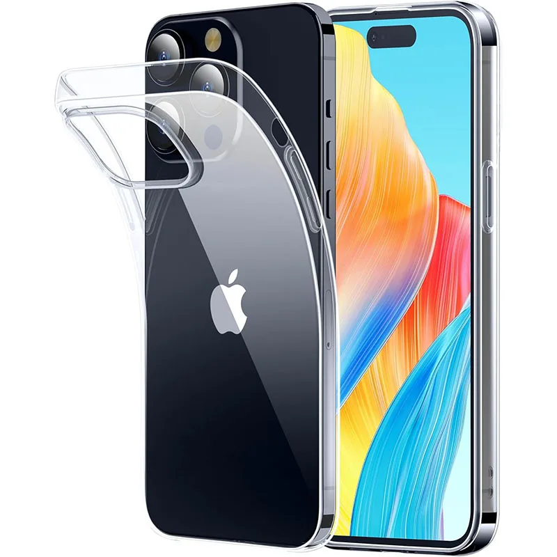 Ultra-Thin Silicone Soft Clear Case For iPhone 15 14 13 Pro Max Transparent Slim Back Cover Case For iPhone 15 14 Plus 13 Mini