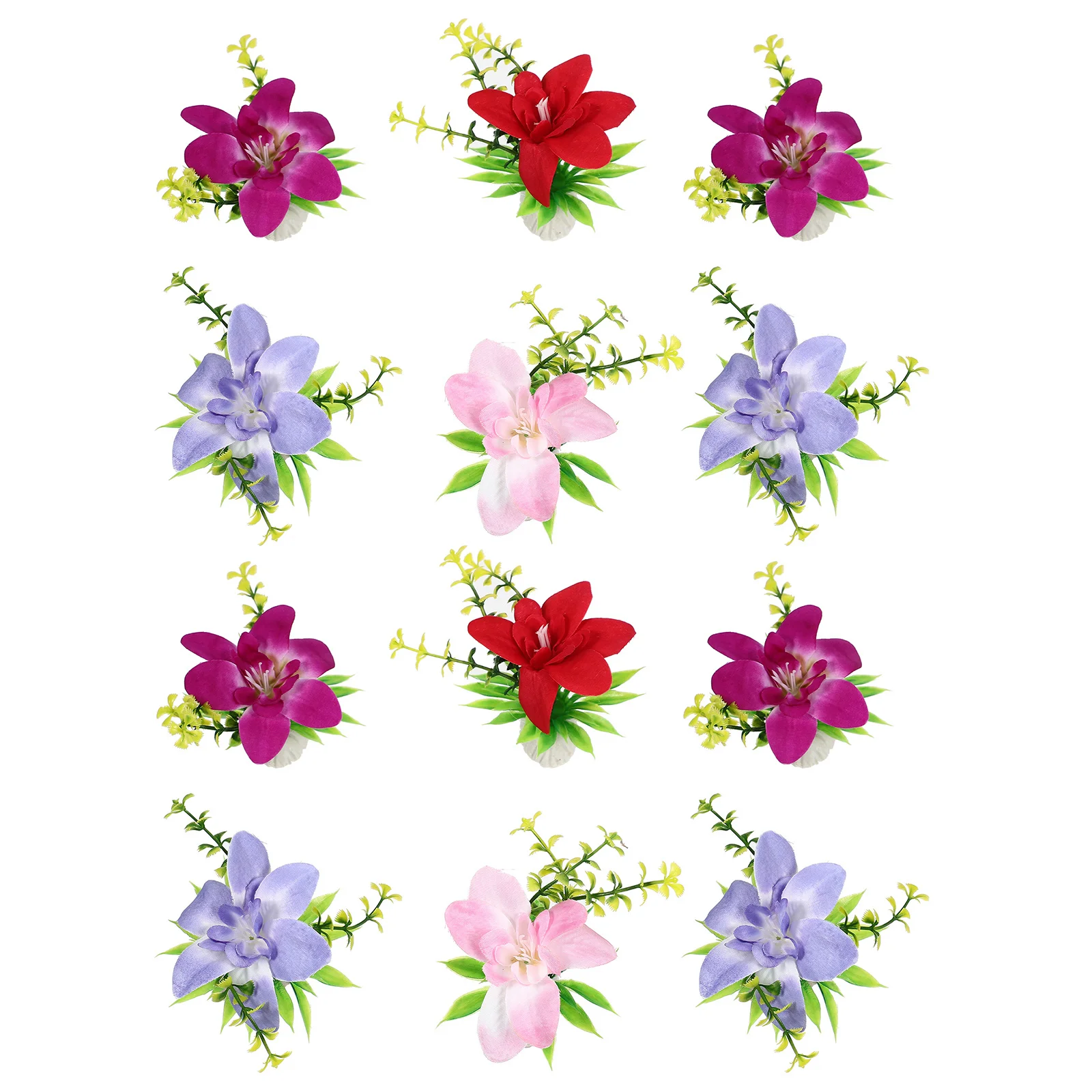 

12Pcs Orchid Artificial Flower Adornments Sturdy Sushi Plate Decorations Vivid Fake Flowers for Wedding Garden Party