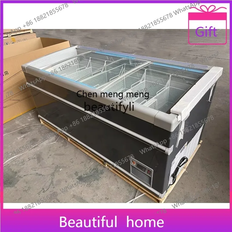 

Z189 a56 Commercial Supermarket Large Capacity Glass Door Refrigerated Freezer Display Cabinet Curved Freezer New Model