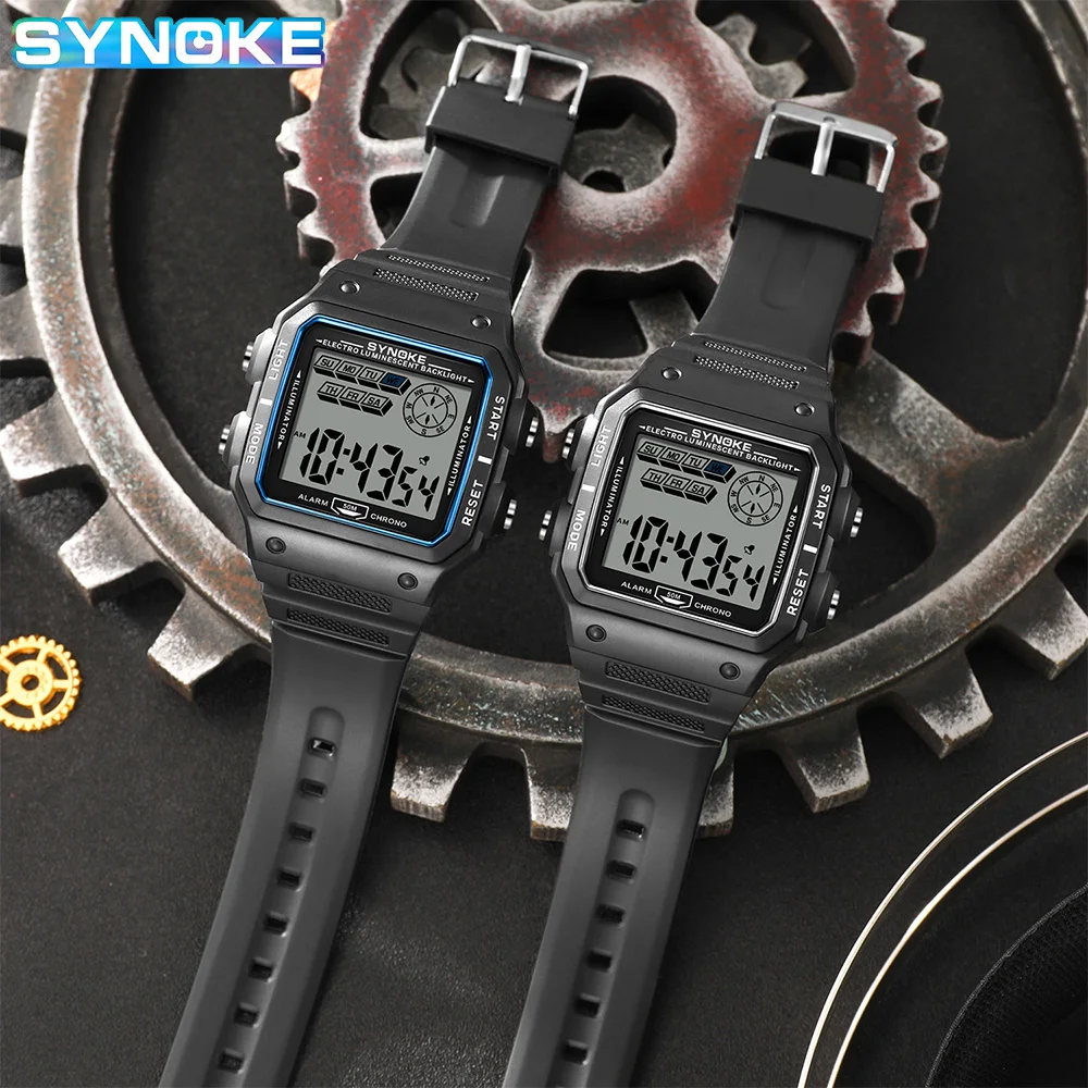 SYNOKE Outdoor Military Digital Watch For Men Fashion Retro Men Watch Sports 5Bar Waterproof Men Watch Multifunctional Luminous