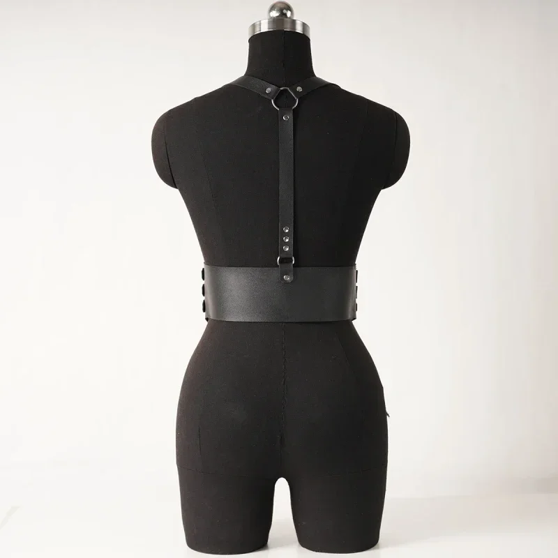 Women's Fashion Wide Belt Punk Vest Strap PU Leather Waist Drawstring Holiday Party Wear