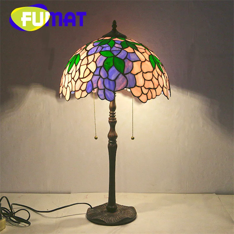 

FUMAT Tiffany Glass Table Lamp American Modern style Wisteria lamp shade decor living room study bedroom lighting