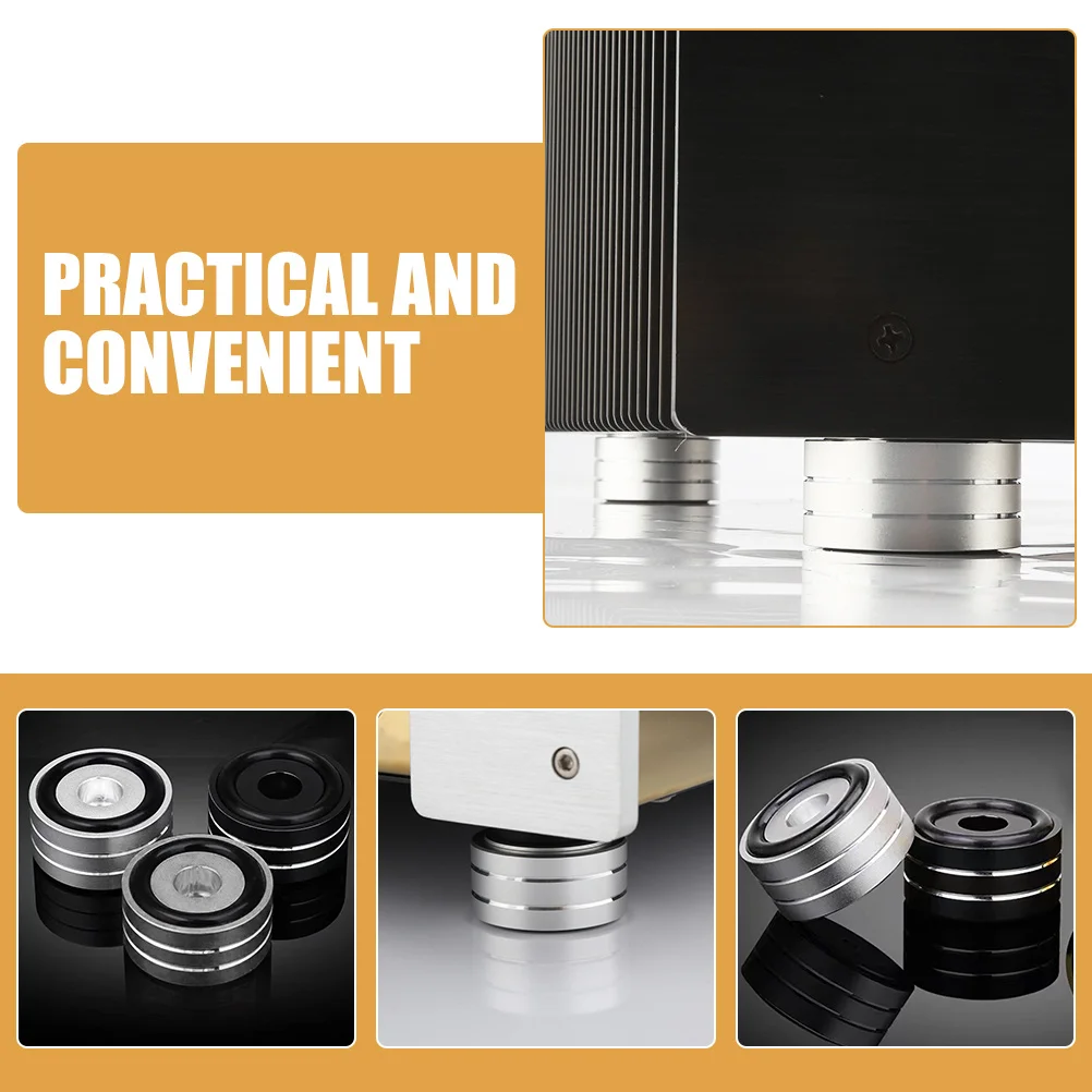 

4 pcs Speaker Feet Pads Aluminum Alloy Rubber Anti-Slip Vibration Reduction Isolation For Amplifier Audio Equipment Non-Slip