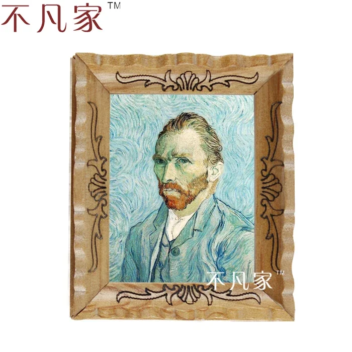 dollhouse 1:12 scale miniatue Classical Van Gogh self-portrait oil Home Decorations Painting Frame