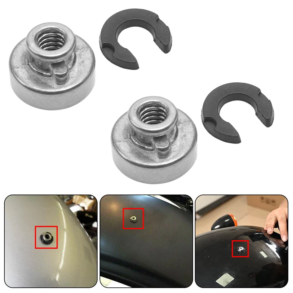 2 Pcs Motorcycle Seat Bolt Screw Mount Nut Seat Nut Kit For Harley Davidson Motorcycle Accessories Aluminum Silver Seat Nut Kit
