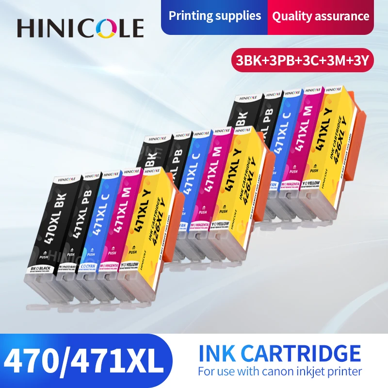 HINICOLE Compatible Ink Cartridge PGI470 CLI471 PGI-470 XL CLI-471 For Canon PIXMA MG5740 MG6840 MG7740 TS5040 TS6040 TS8040