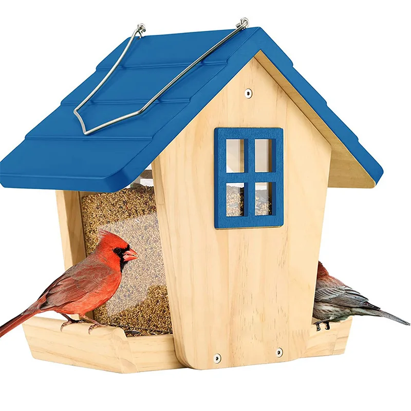 

Wooden bird feeder anti-squirrel wooden hanging outdoor garden courtyard bird feeder hummingbird feeder